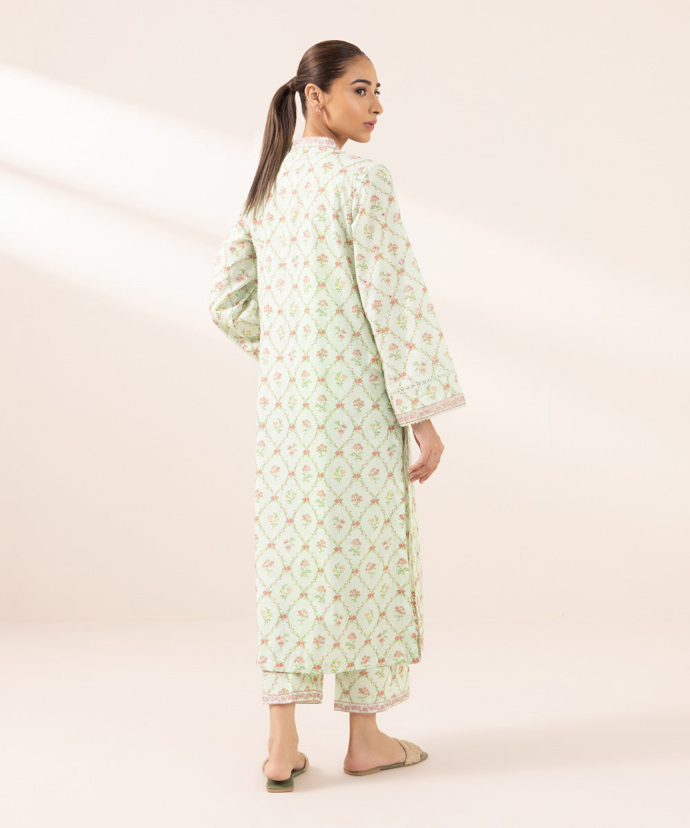 Women's Pret Lawn Printed Embroidered Green Straight Shirt