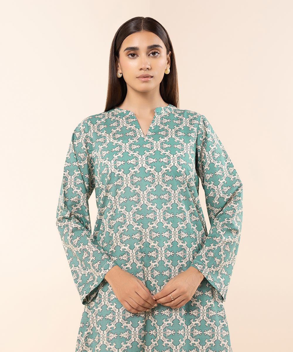 Women's Pret Lawn Printed Green A-Line Shirt