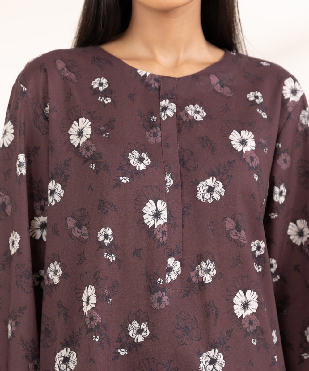 Women's Pret Lawn Printed Brown A-Line Shirt