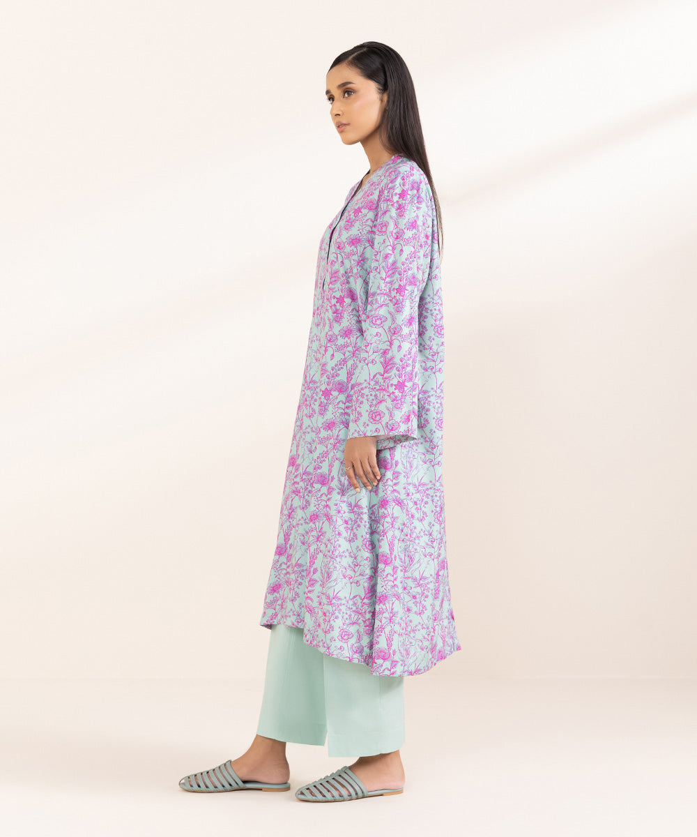 Women's Pret Arabic Lawn Printed Purple A-Line Shirt