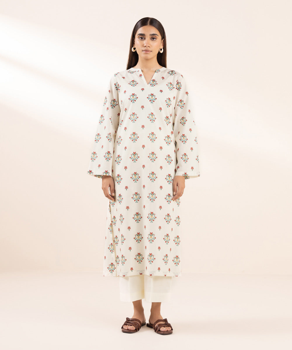 Women's Pret Lawn Printed Off White Straight Shirt