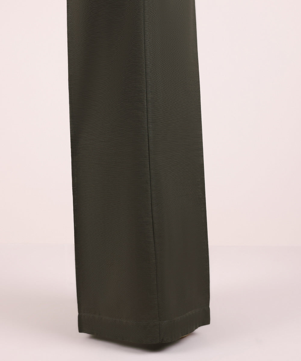 Women's Pret Khaddar Solid Dark Grey Culottes