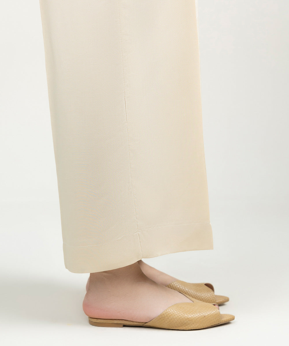 Women's Pret Linen Solid Beige Culottes