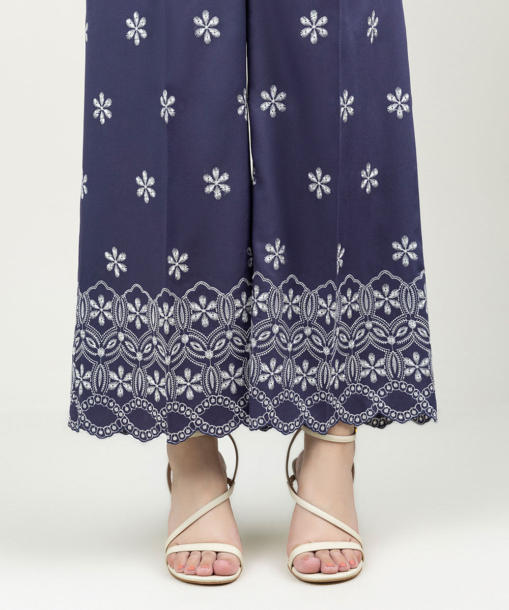 Women's Pret Bedford Embroidered Grey Blue Culottes