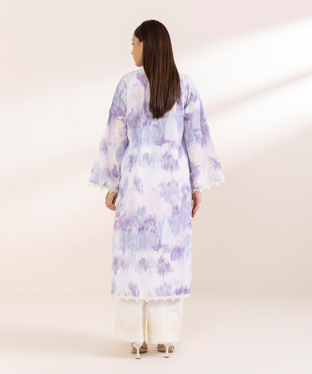 Women's Pret Khaddar Purple Embroidered A-Line Shirt