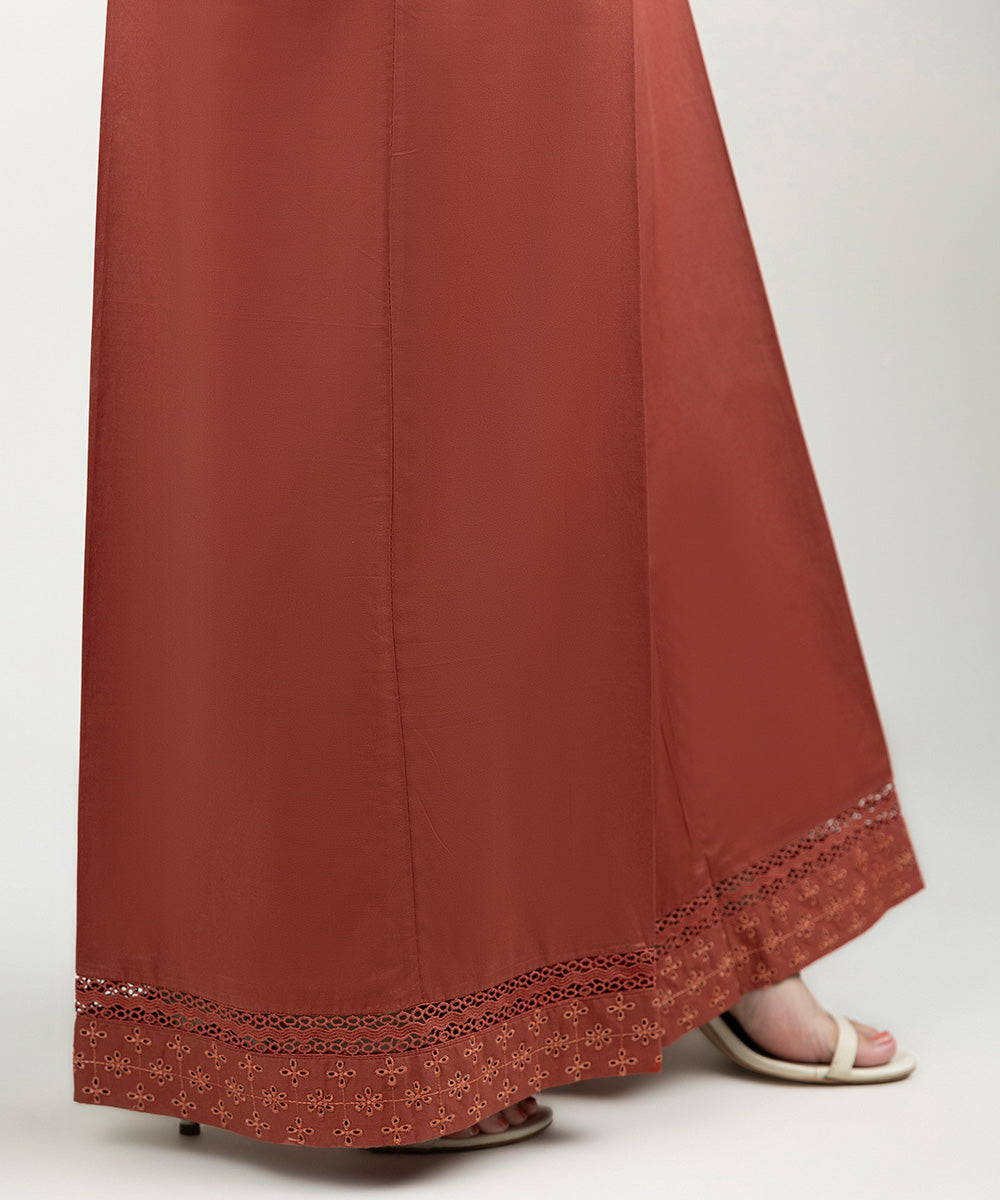 Women's Pret Cambric Embroidered Red Culottes