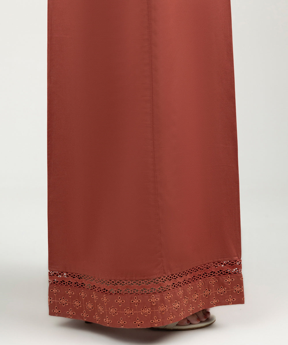 Women's Pret Cambric Embroidered Red Culottes