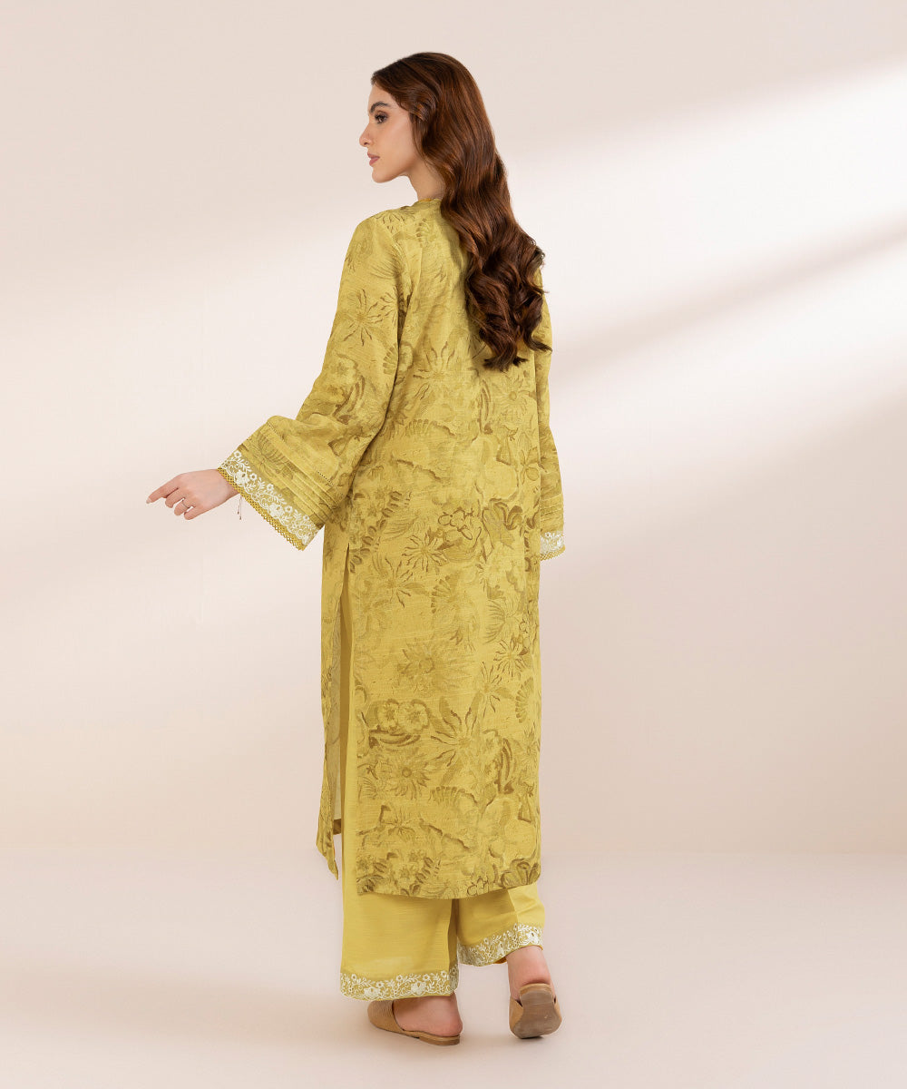 Women's Pret Khaddar Yellow Embroidered A-Line Shirt