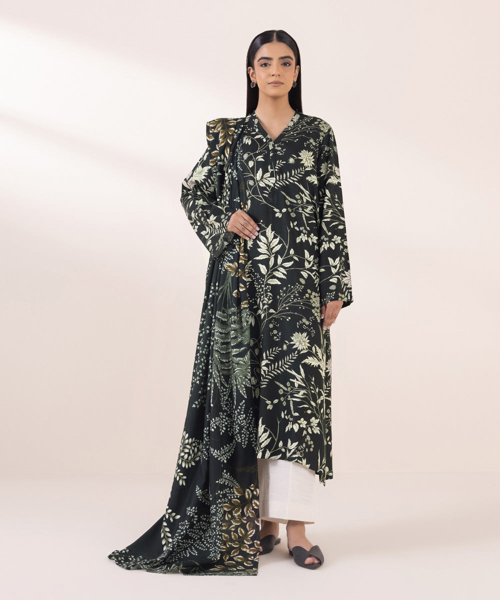 Linen Black Printed Dupatta