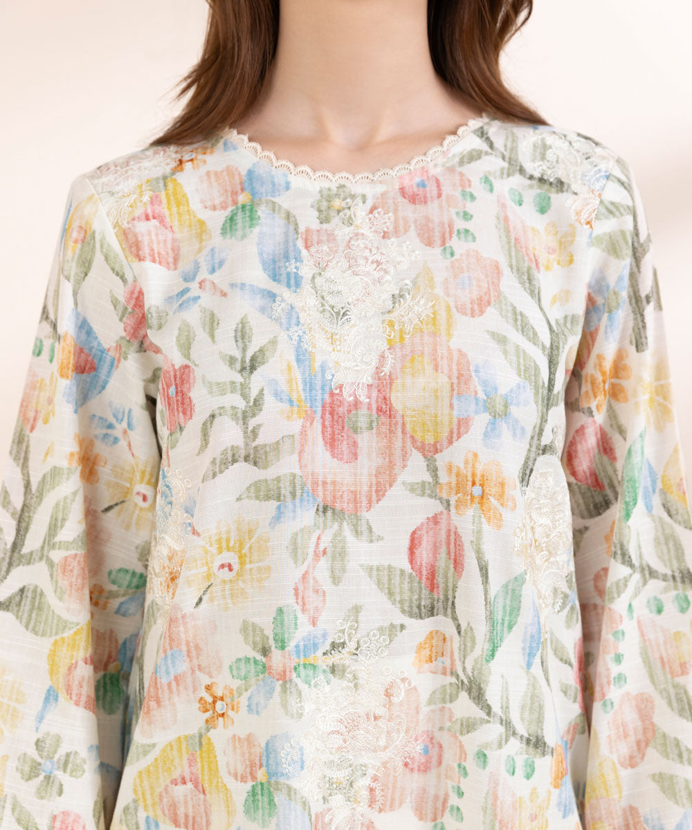 Women's Pret Khaddar Multi Embroidered A-Line Shirt