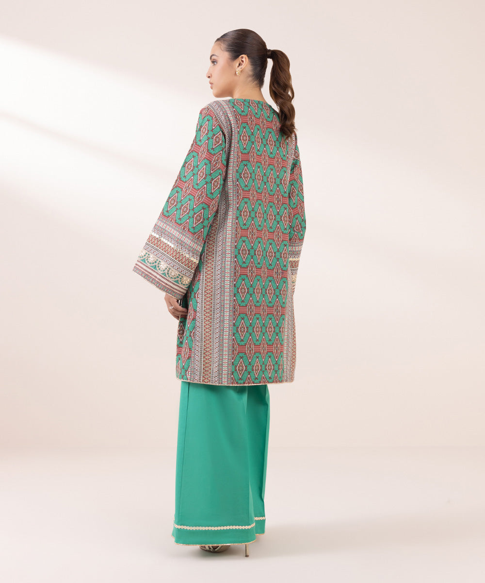 Women's Pret Khaddar Green Embroidered A-Line Shirt