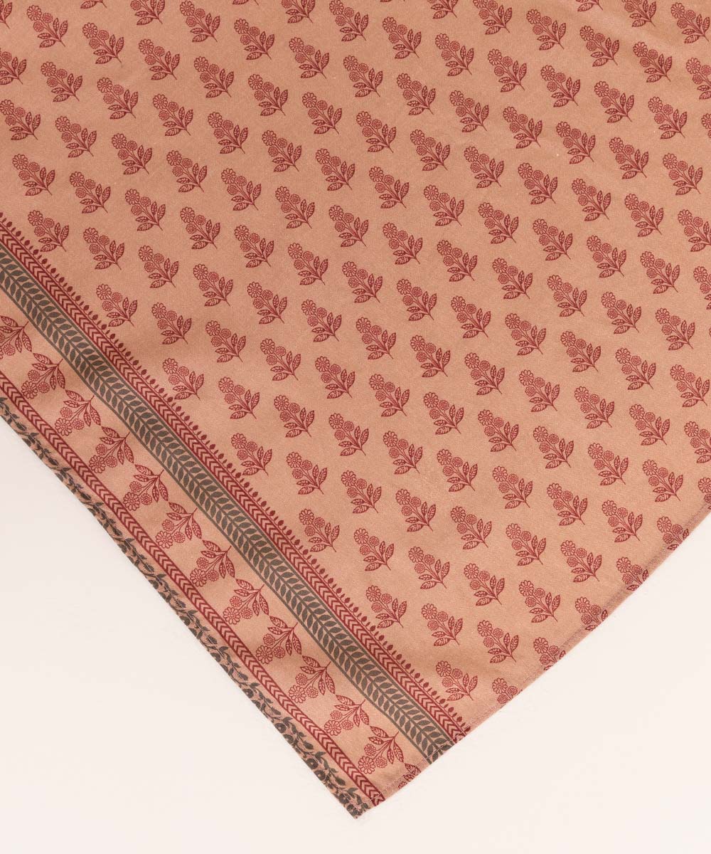 Dull Raw Silk Printed Brownish Pink Dupatta