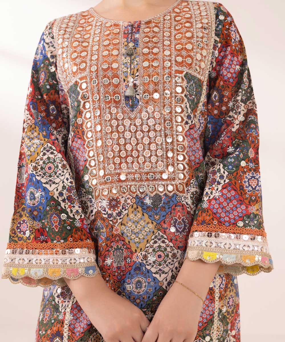 Women's Pret Khaddar Multi Embroidered A-Line Shirt