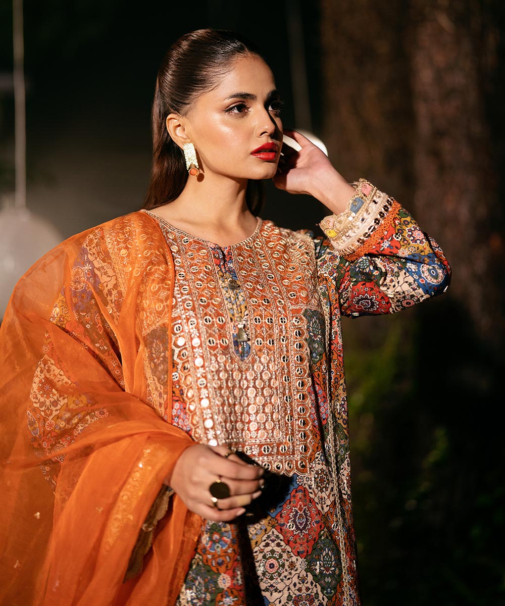 Women's Pret Khaddar Multi Embroidered A-Line Shirt