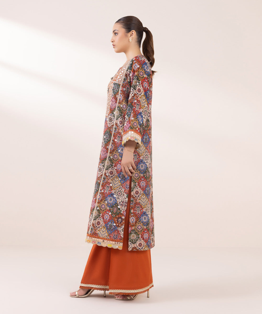 Women's Pret Khaddar Multi Embroidered A-Line Shirt