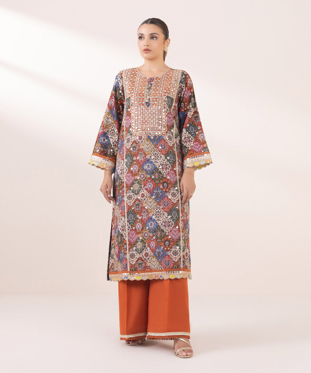 Women's Pret Khaddar Multi Embroidered A-Line Shirt