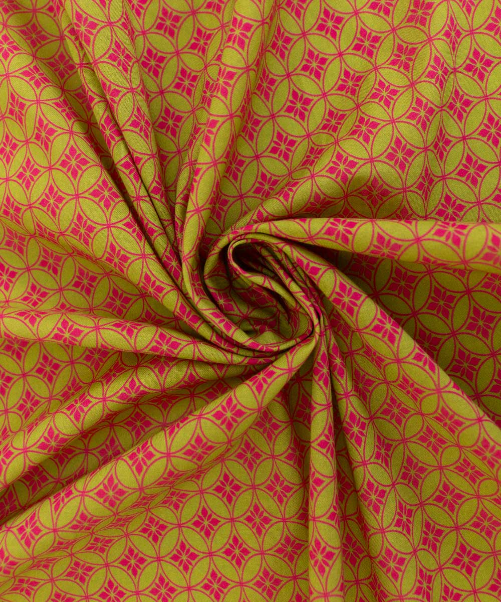 Dull Raw Silk Printed Lime Green Dupatta