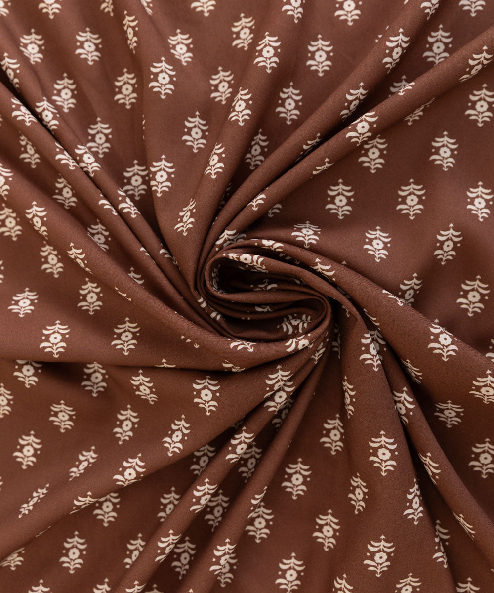 Dull Raw Silk Printed Chocolate Brown Dupatta