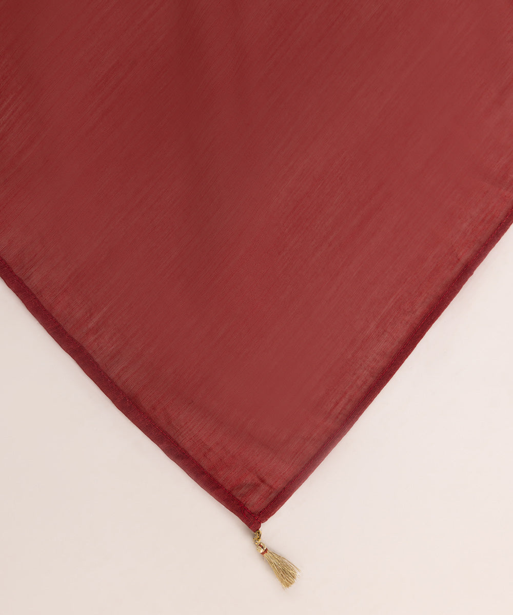 Dull Raw Silk Solid Deep Red Dupatta