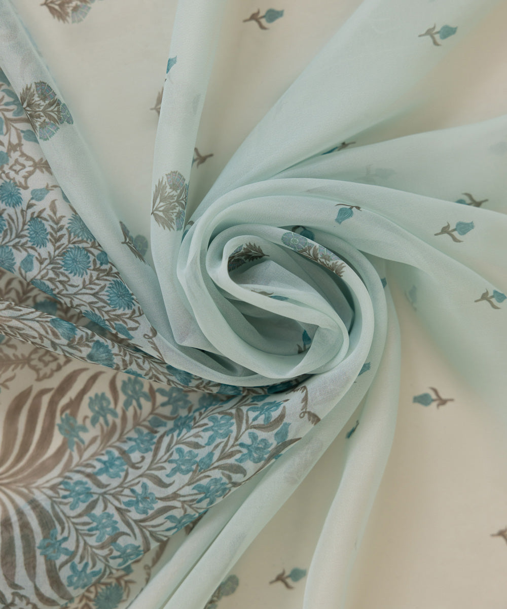 Blended Tissue Printed Sky Blue Dupatta