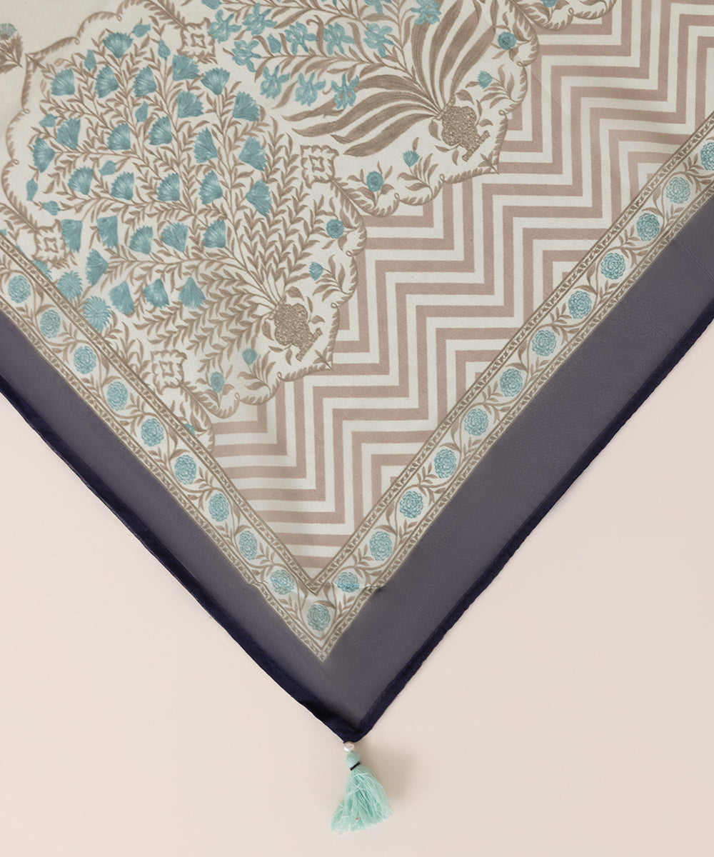 Blended Tissue Printed Sky Blue Dupatta