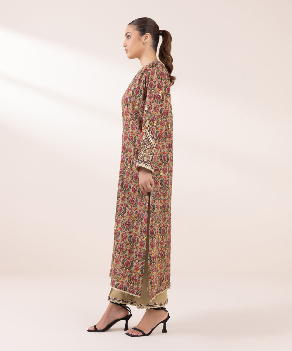 Women's Pret Khaddar Multi Embroidered A-Line Shirt