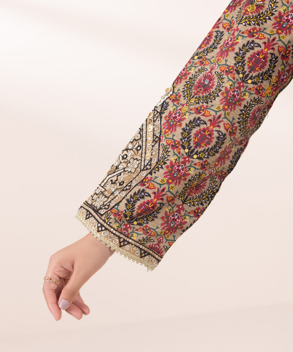 Women's Pret Khaddar Multi Embroidered A-Line Shirt