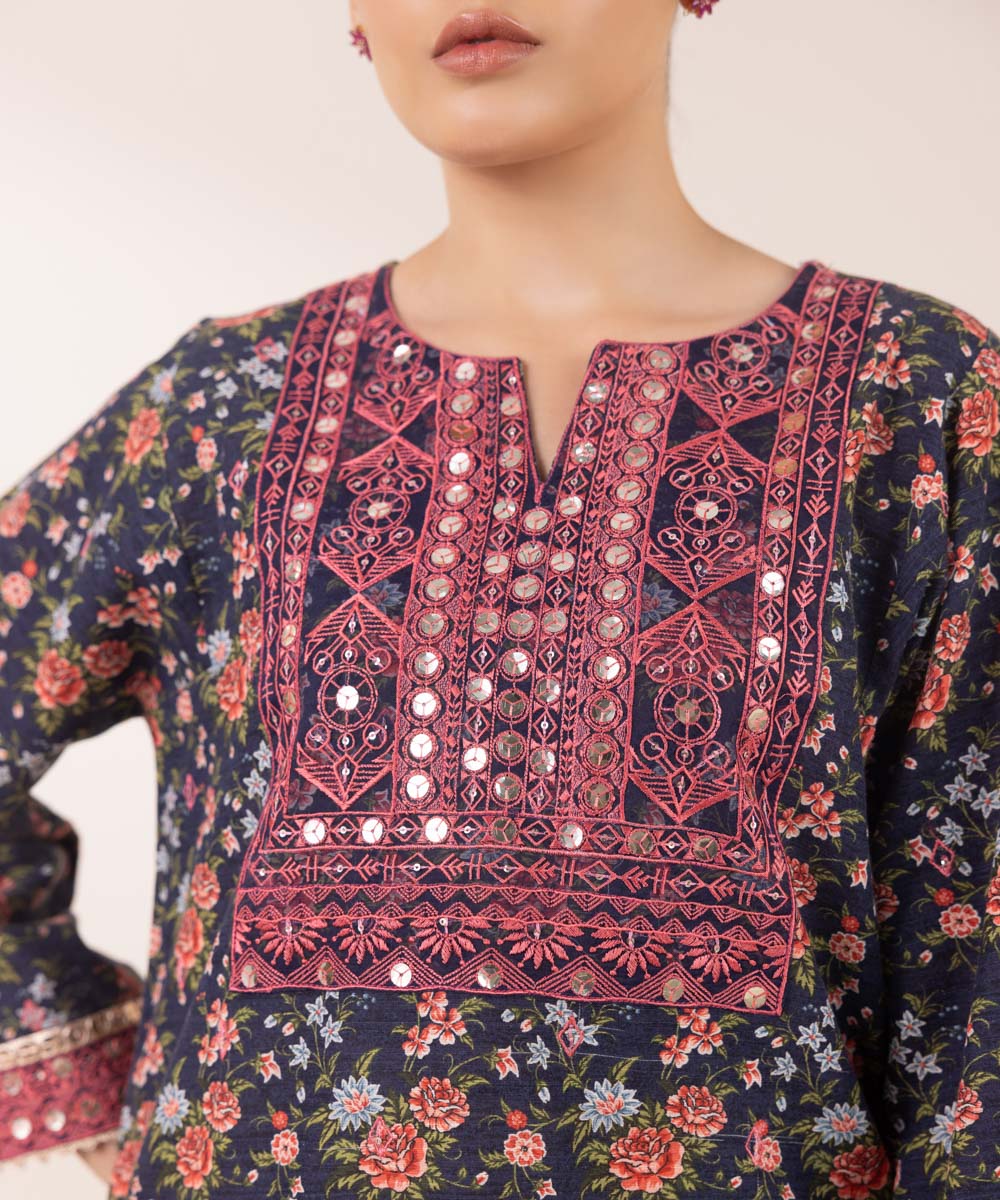 Women's Pret Khaddar Multi Embroidered Straight Shirt