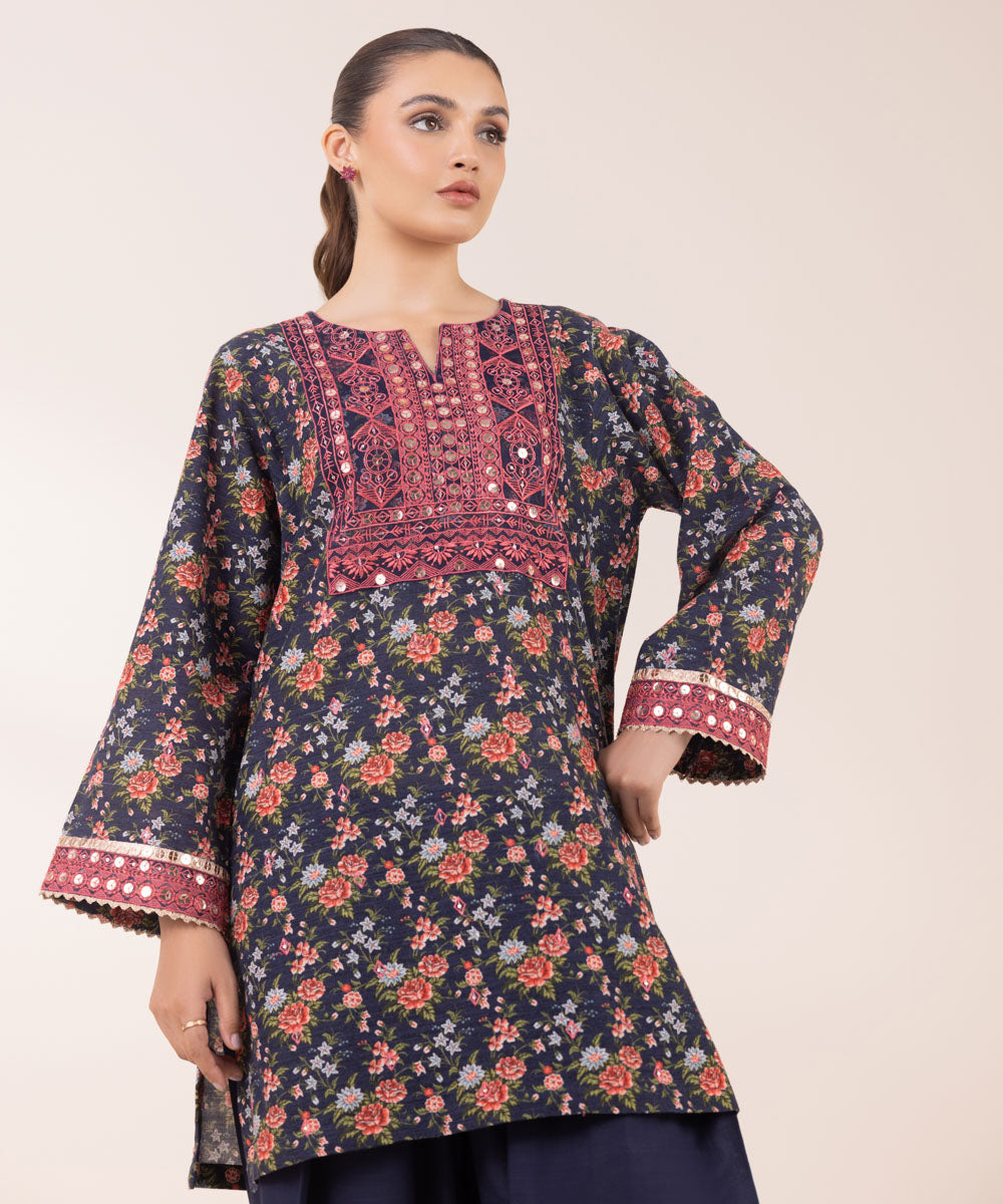 Women's Pret Khaddar Multi Embroidered Straight Shirt