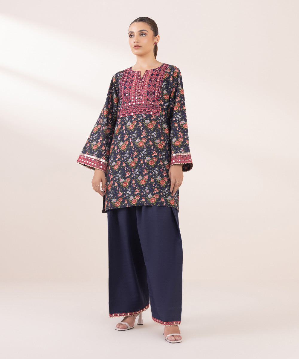 Women's Pret Khaddar Multi Embroidered Straight Shirt