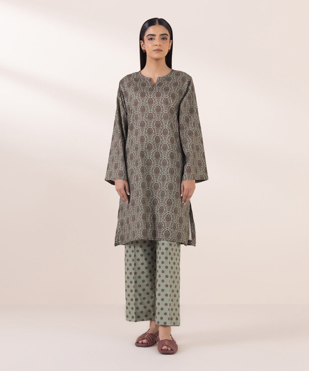 Women's Pret Cotton Viscose Grey Printed Boxy Shirt