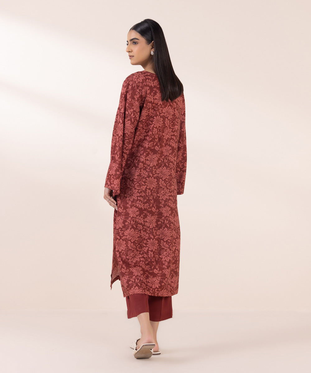 Women's Pret Linen Red Printed A-Line Shirt