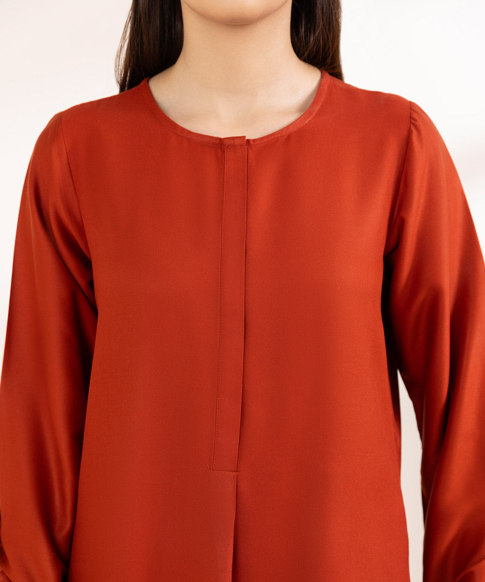 Women's Pret Bedford Red Solid A-Line Shirt