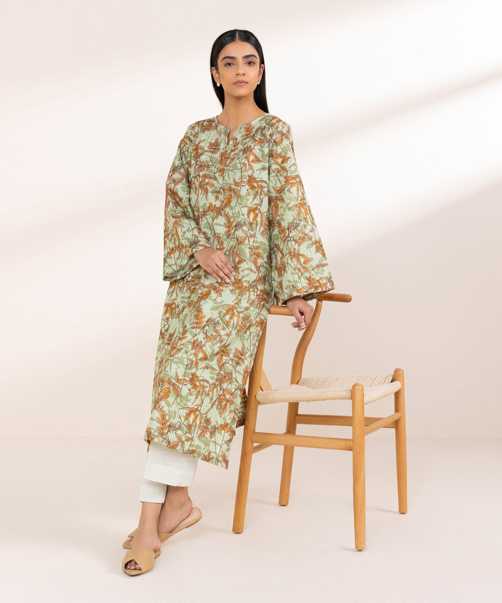 Women's Pret Khaddar Multi Printed A-Line Shirt