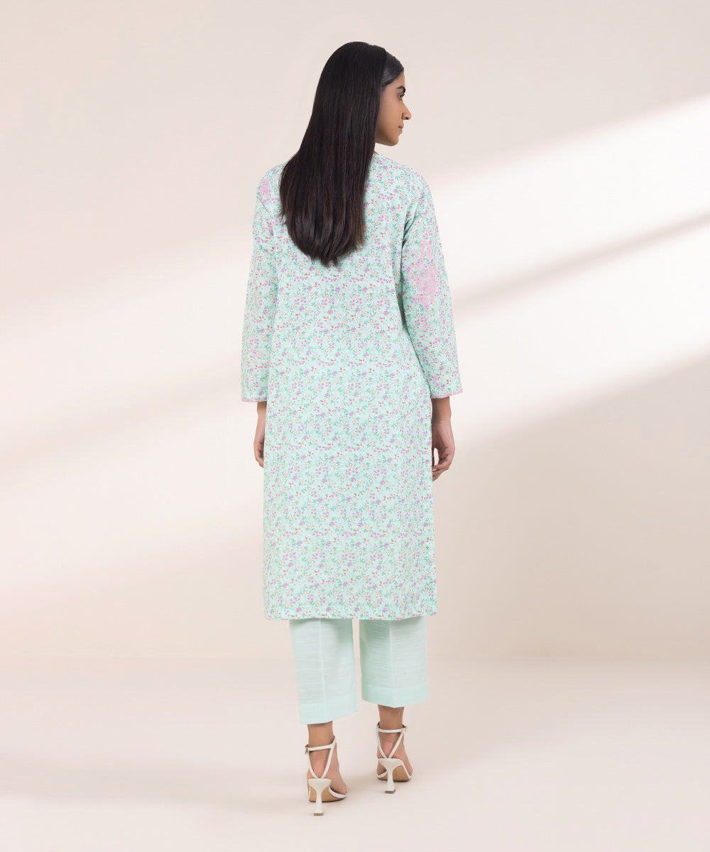 Women's Pret Khaddar Embroidered Sky Blue A-Line Shirt