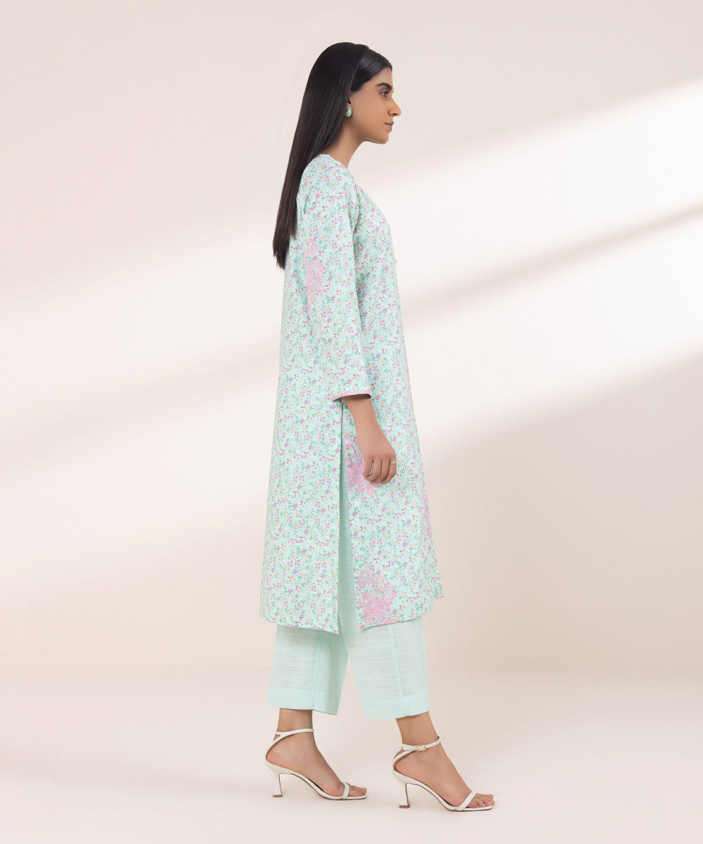 Women's Pret Khaddar Embroidered Sky Blue A-Line Shirt