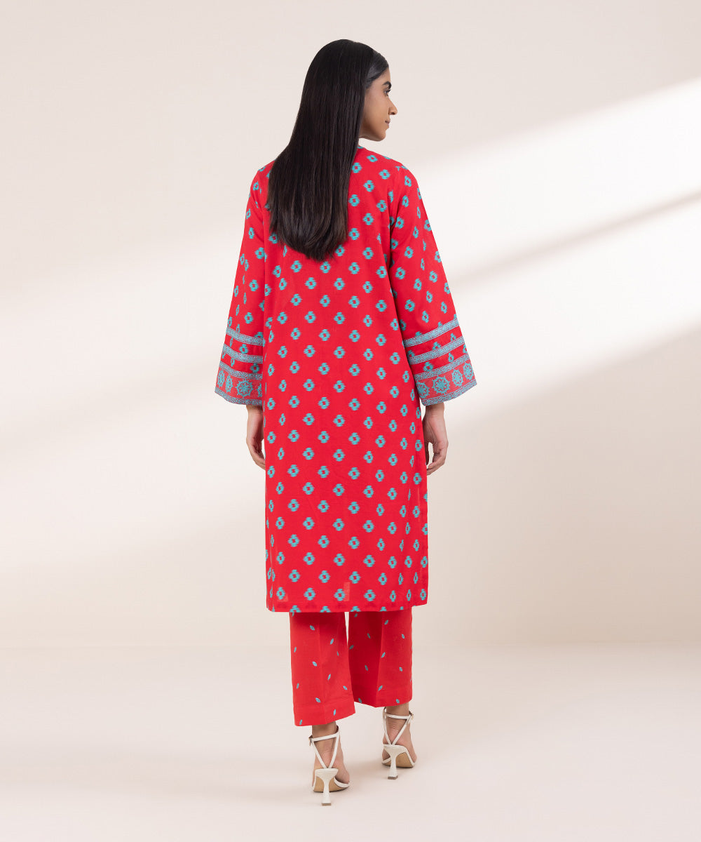 Women's Pret Khaddar Embroidered Pinkish Red Straight Shirt