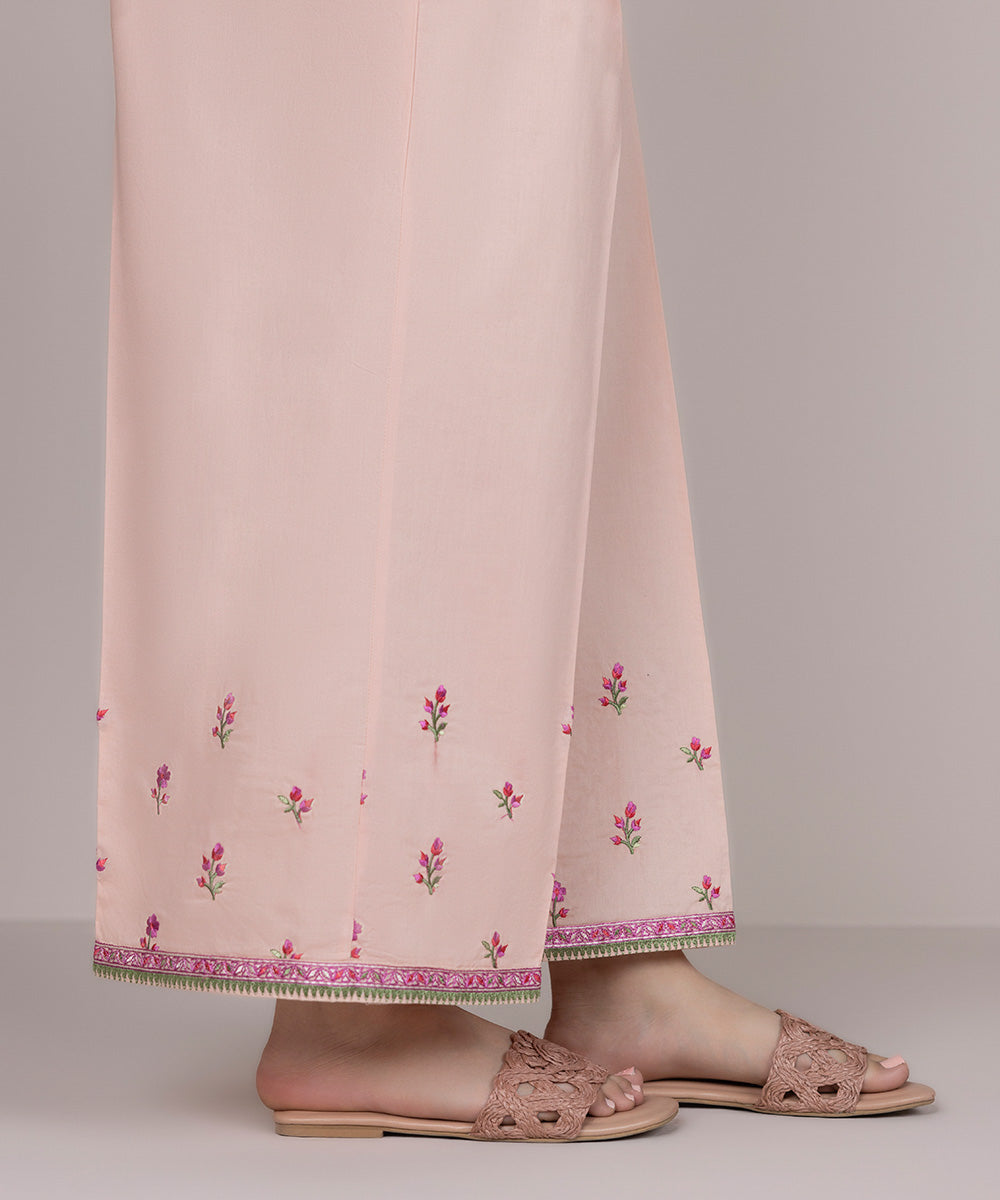 Women's Pret Cambric Pink Embroidered Culottes