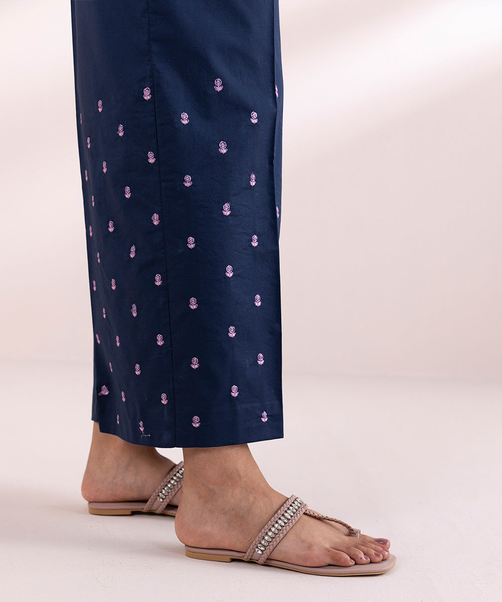 Women's Pret Cambric Blue Embroidered Culottes