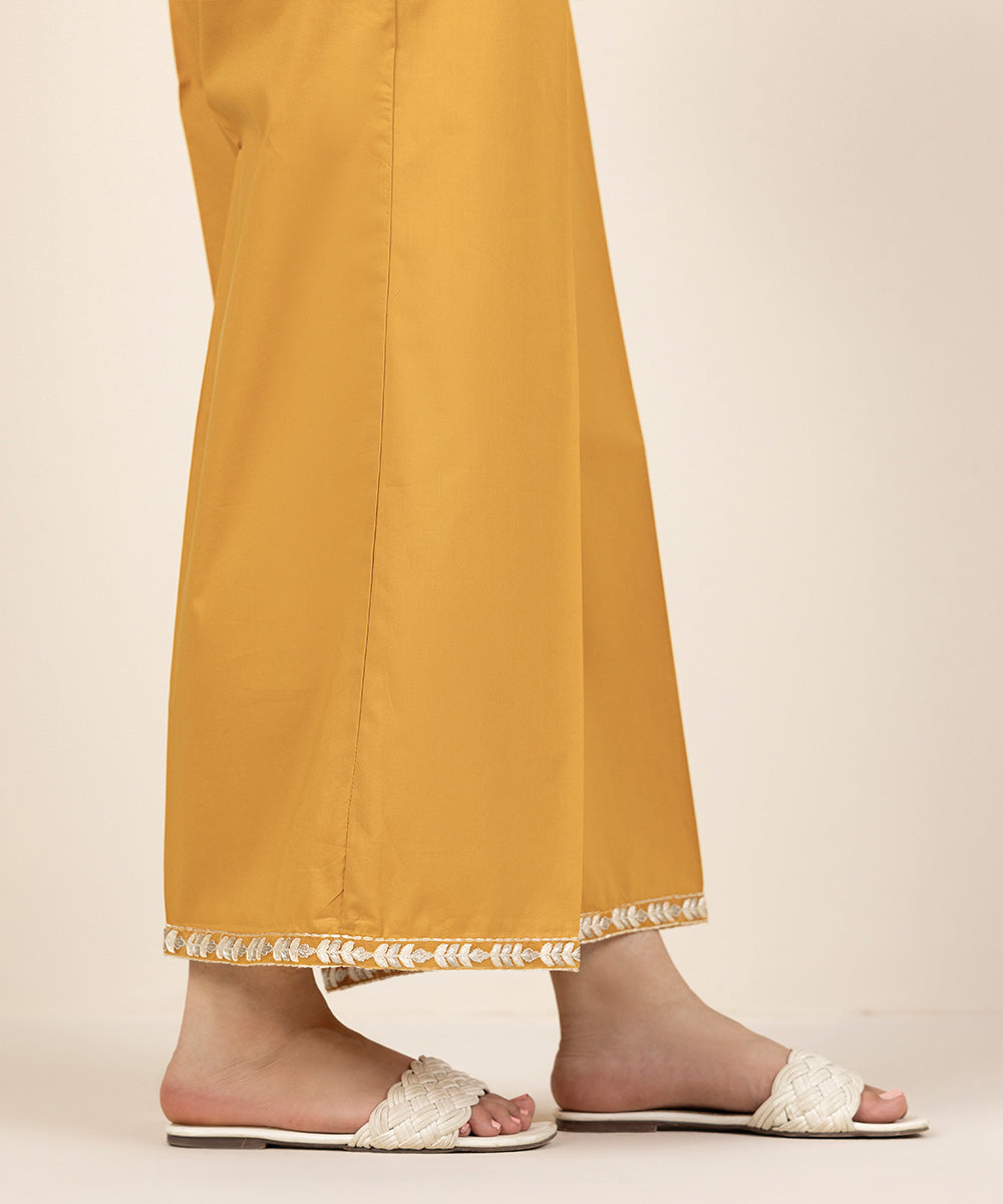 Women's Pret Cambric Embroidered Orange Culottes