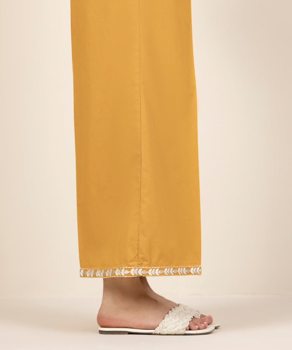 Women's Pret Cambric Embroidered Orange Culottes