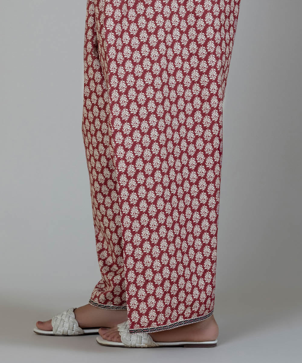 Women's Pret Cambric Red Printed Shalwar