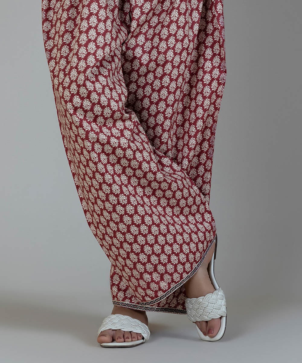 Women's Pret Cambric Red Printed Shalwar