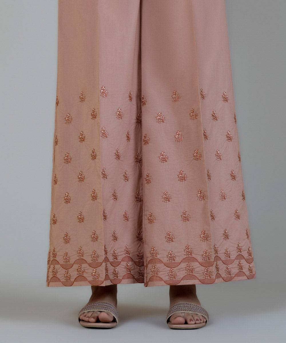 Women's Pret Poplin Embroidered Pink Culottes