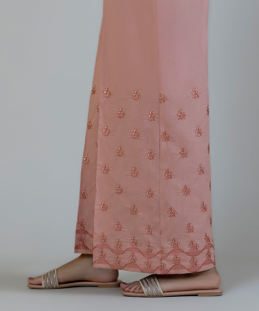 Women's Pret Poplin Embroidered Pink Culottes