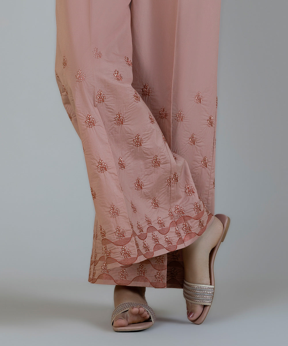 Women's Pret Poplin Embroidered Pink Culottes