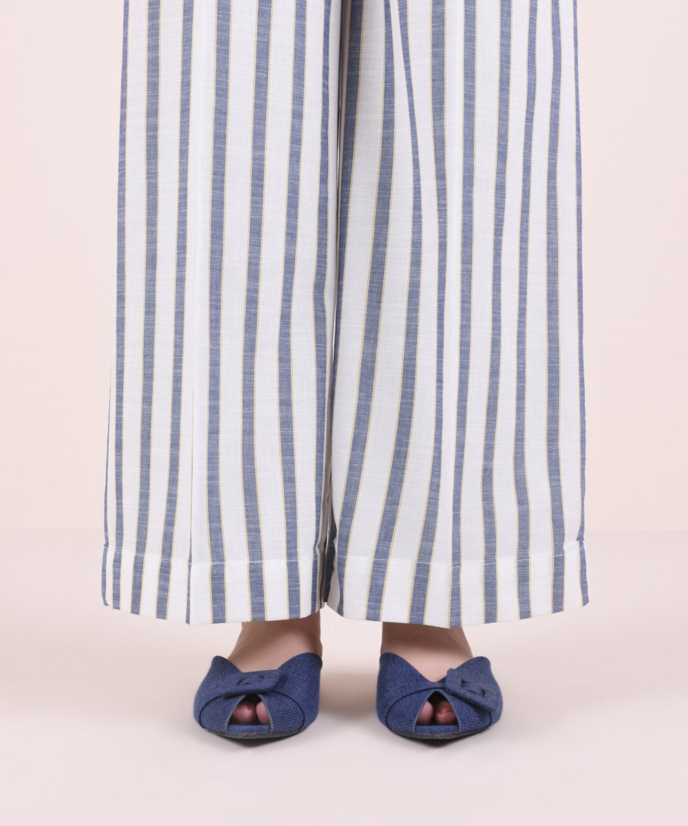 Women's Pret Yarn Dyed Solid Blue Culottes