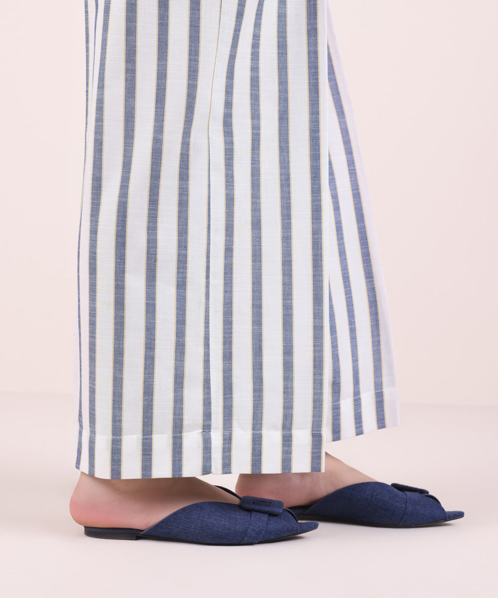 Women's Pret Yarn Dyed Solid Blue Culottes