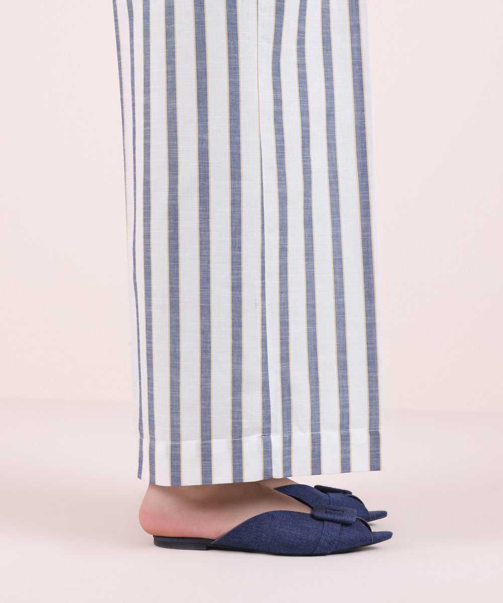 Women's Pret Yarn Dyed Solid Blue Culottes