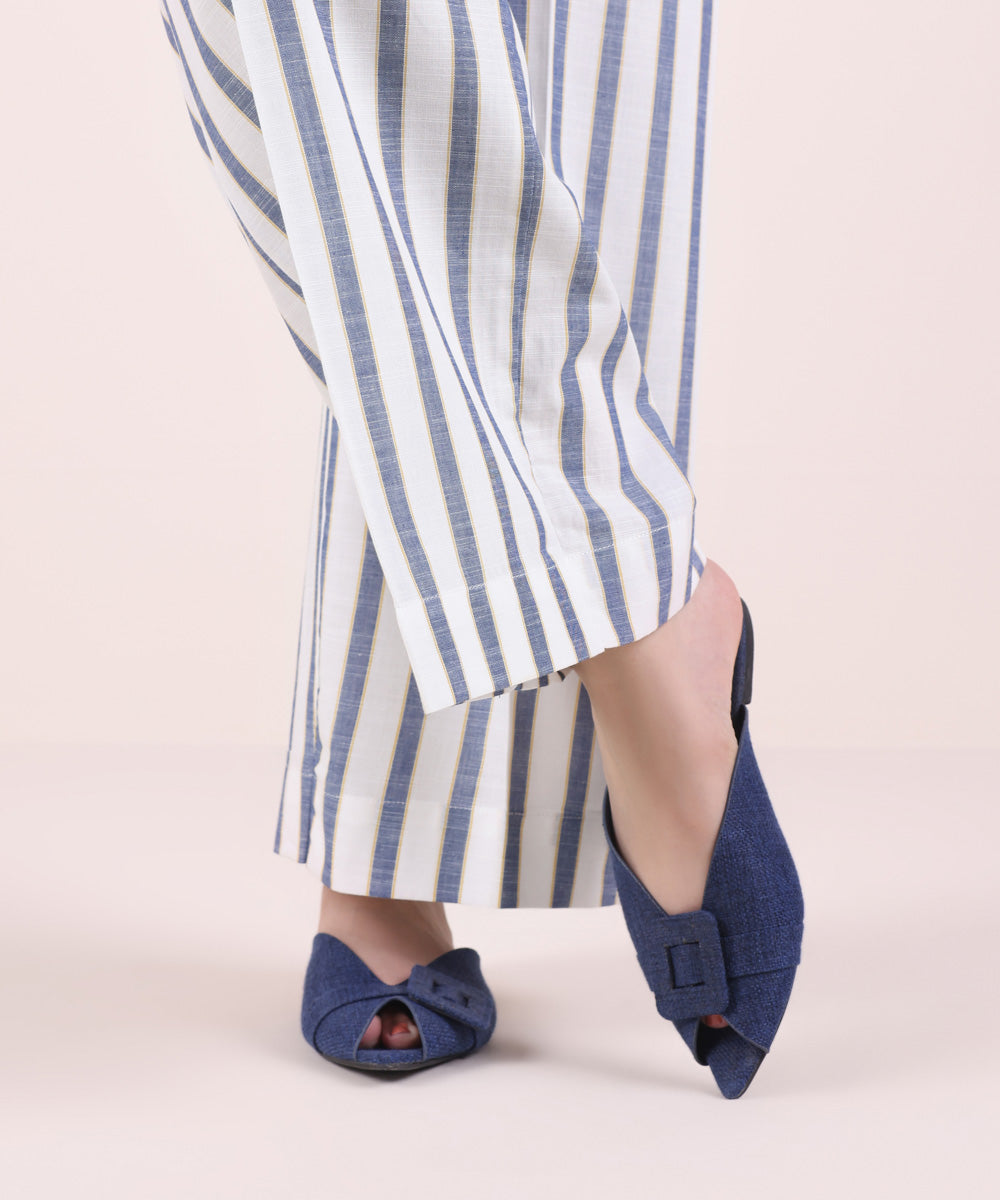 Women's Pret Yarn Dyed Solid Blue Culottes